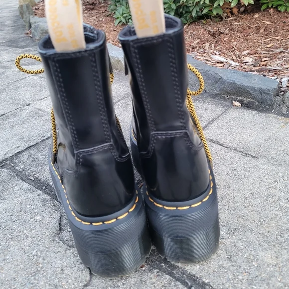 Dr. Martens Black Combat Boots with Yellow Laces - Picture 15 of 15